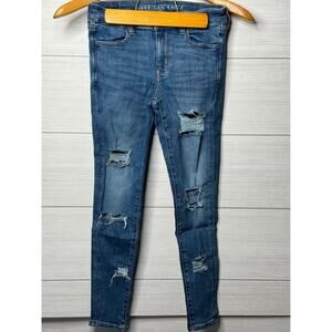 American Eagle Distressed Ripped Jeans Womens Skinny Stretch Denim Size 4